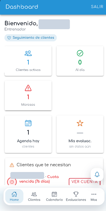 Dashboard del entrenador
